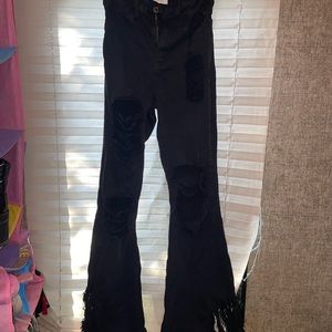 Aphrodite Black Ripped Skinny Flare Jeans | Size 3